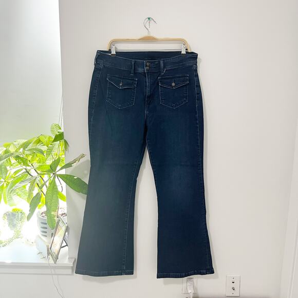 Gap '70s Flare High Rise Blue Jeans Size 16 - Picture 1 of 6